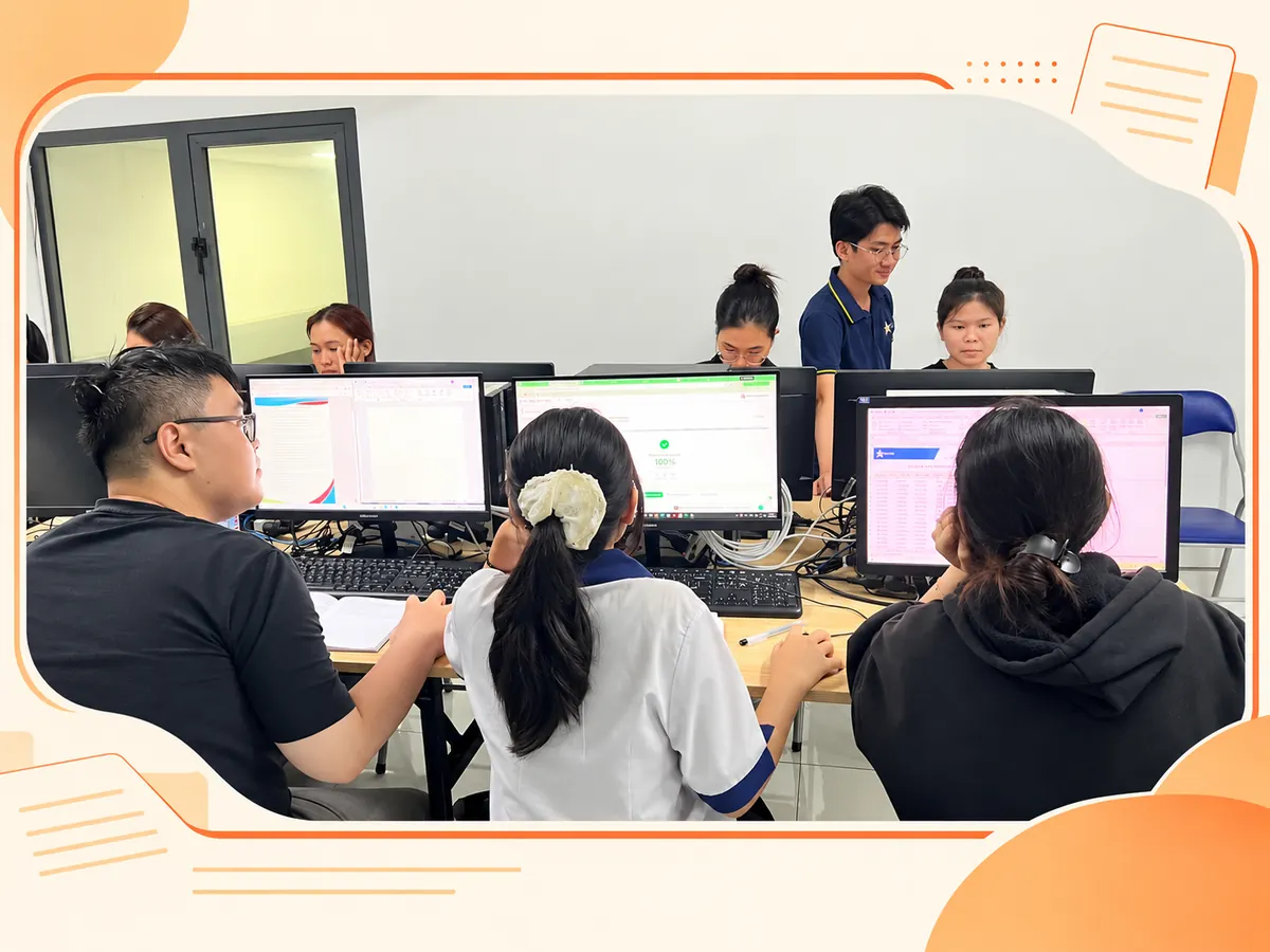 Ảnh minh họa thiết kế từ lớp tin học thực tế do chủ website cung cấp, dùng cho nội dung PowerPoint báo cáo dự án: một thông điệp rõ cho mỗi trang.